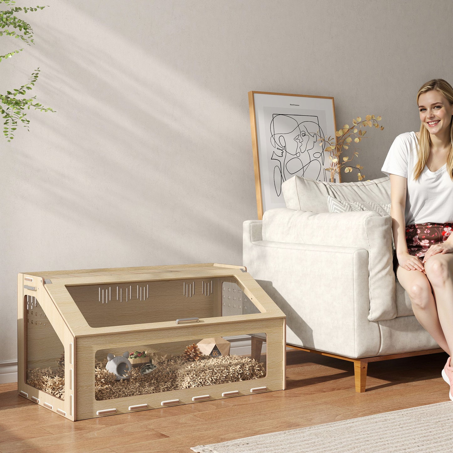 Fiery Haven 39-Inch Hamster Cage with Acrylic Windows & Openable Top