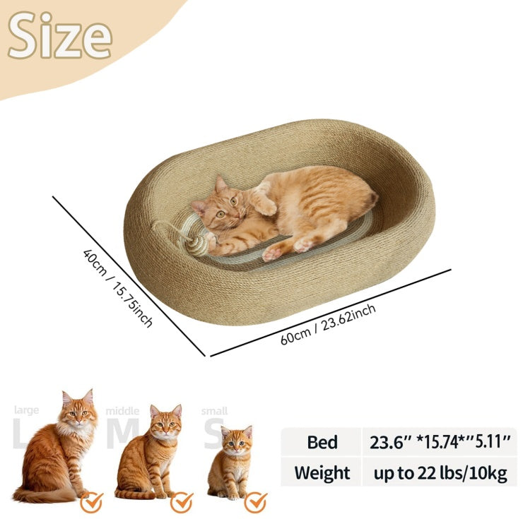 Fieryfur Sisal Cat Scratching Bed with Toy Ball