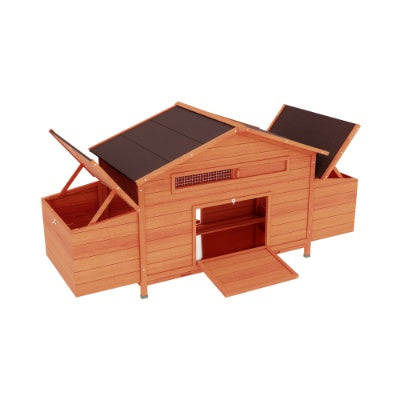 Large Wooden Chicken Coop with Nesting Boxes & Leakproof Tray
