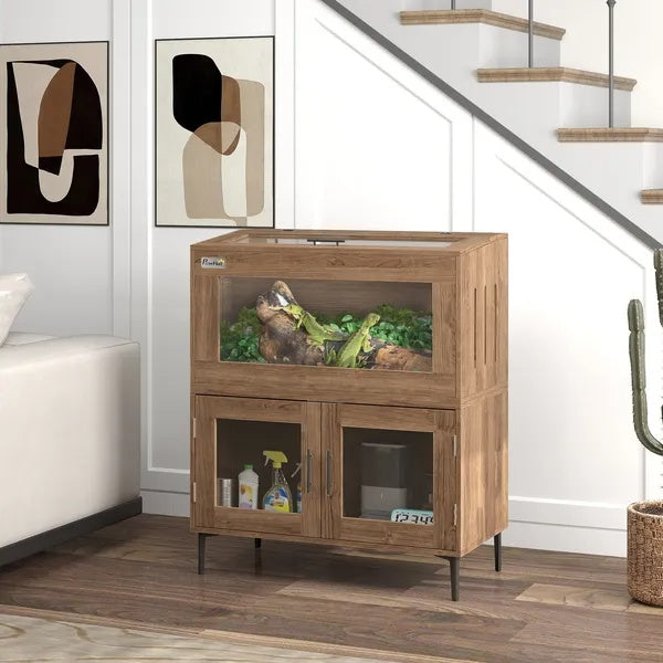 Fiery Habitat 30-Gallon Stackable Reptile Tank with Storage Cabinet