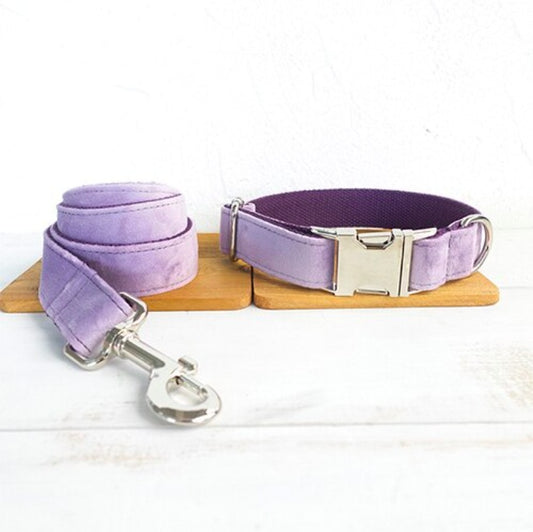 MUTTCO Drawstring Traction Belt Set – Soft Velvet Dog Collar & Leash Set