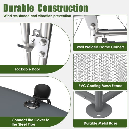 Large Metal Chicken Coop with UV-Proof Roof & Reinforced Steel Frame