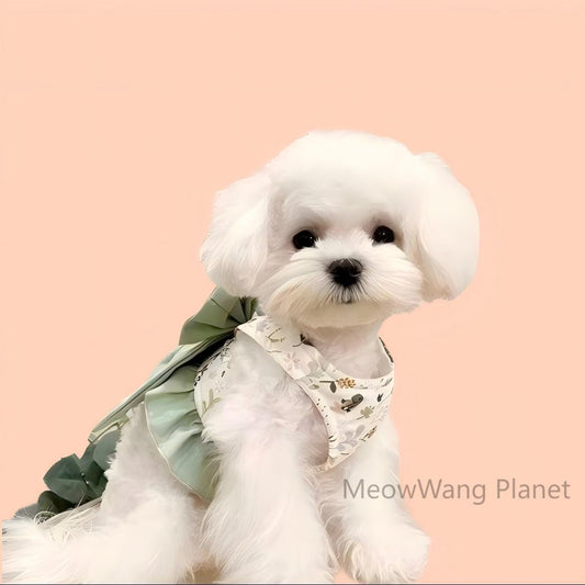 FieryFur Elegant Bowknot Pet Harness & Leash Set – Adjustable Half-Vest Design for Cats & Small Dogs