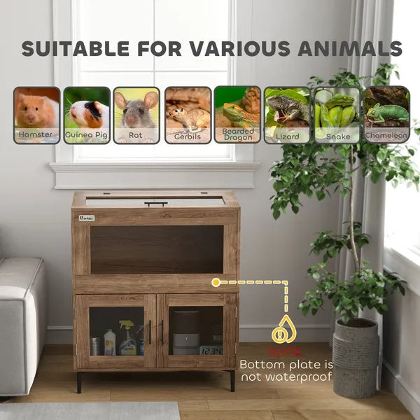 Fiery Habitat 30-Gallon Stackable Reptile Tank with Storage Cabinet