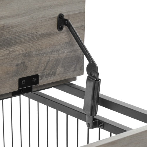 Furniture Style Dog Crate with Wheels & Double Doors – Grey Wooden Side Table Kennel