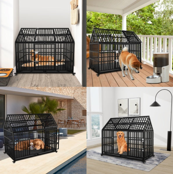 Fiery Fortress 54” Heavy Duty Dog Crate for Large & XL Dogs