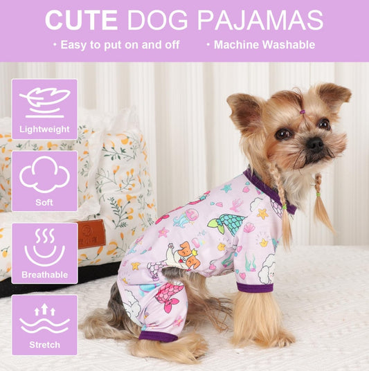 Mermaid Dog Pajamas – Soft Stretchy Pet Onesie for Small Dogs