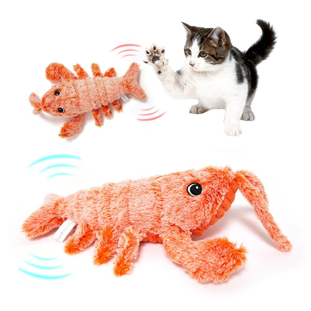 Electric Jumping Shrimp Cat Toy – USB Rechargeable Interactive Plush Lobster