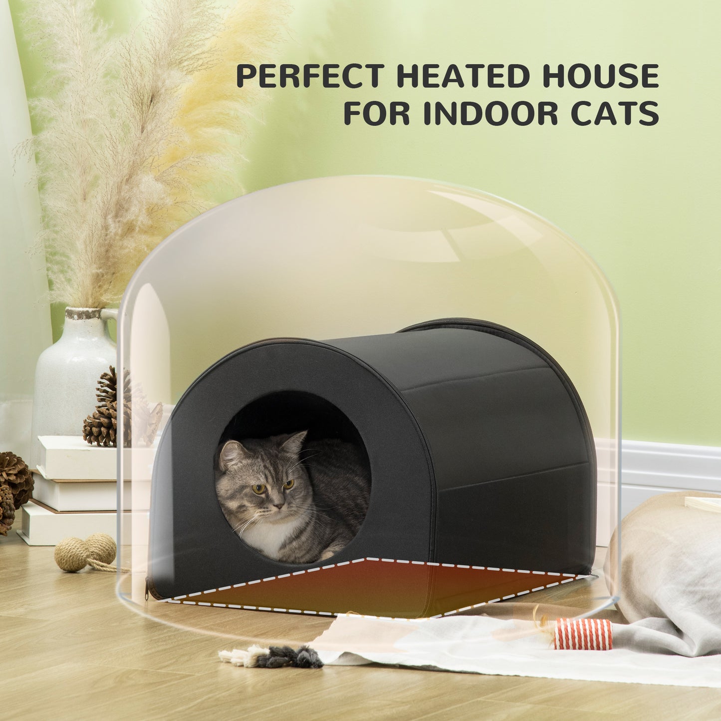 Fiery Haven Winter Heated Double Cat House – Black