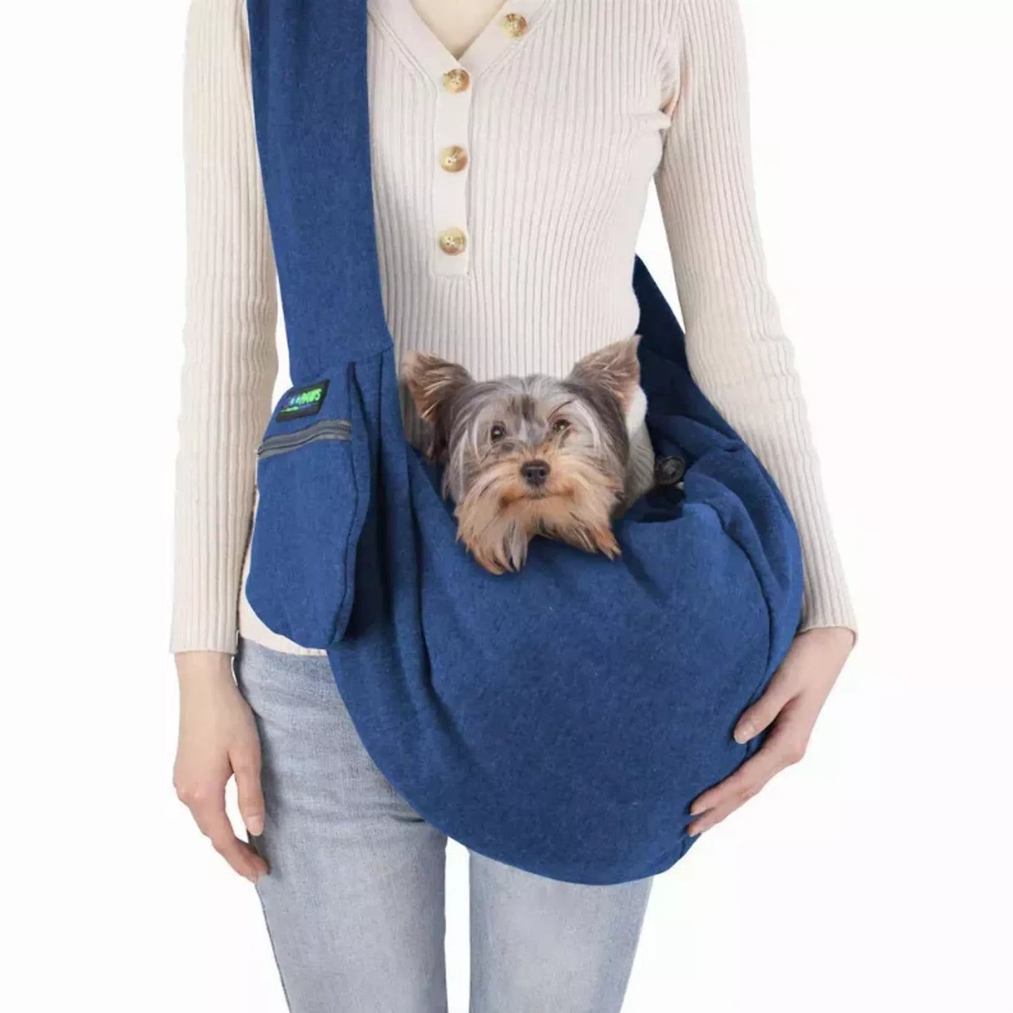 luxury pet sling carrier for small dogs side view breathable fabric