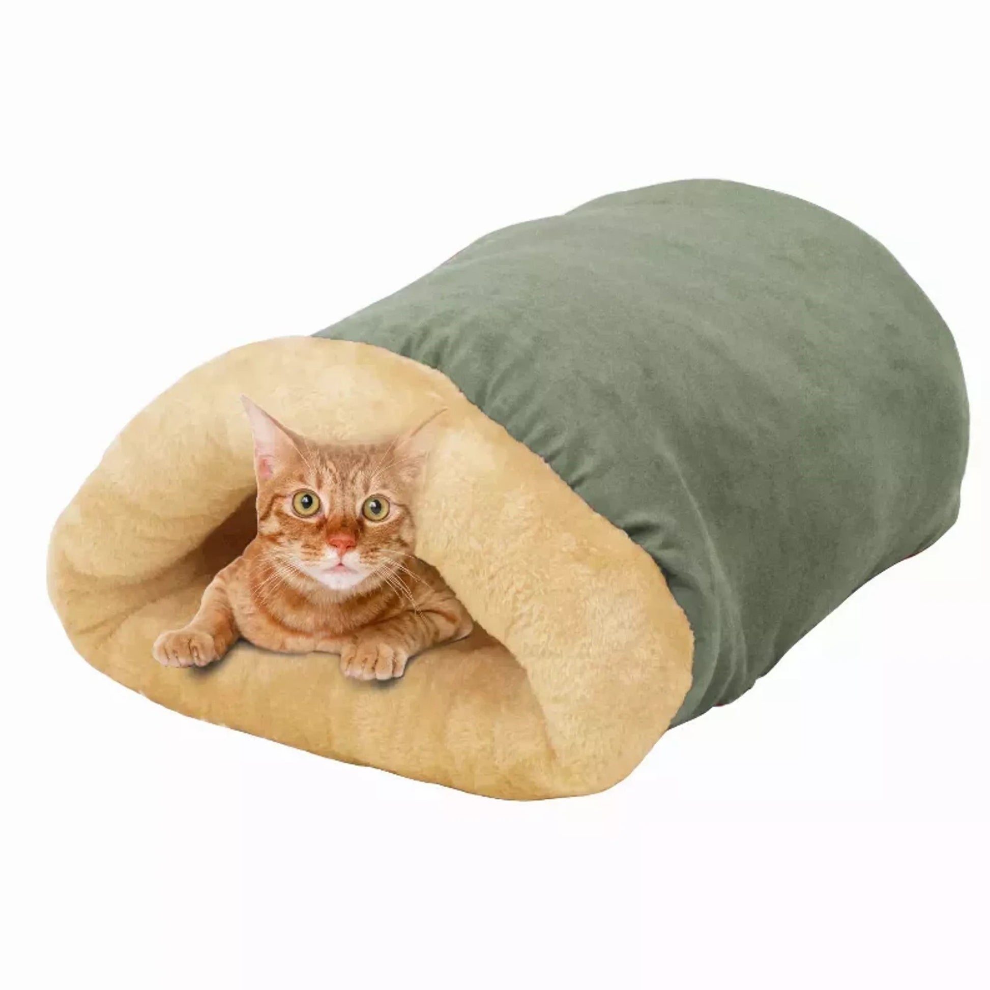 luxury burrow cat bed indoor cats self warming cave front view