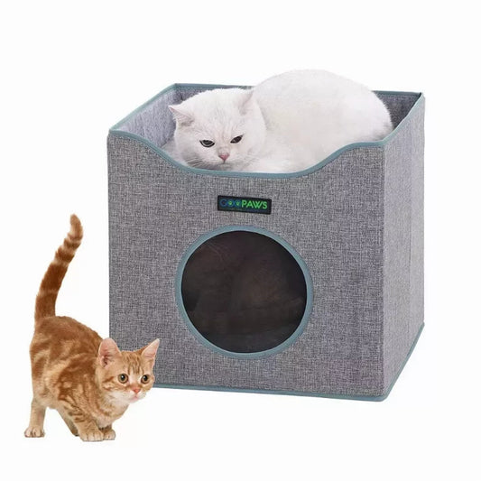 luxury cat condo bed indoor cats foldable cube house front view