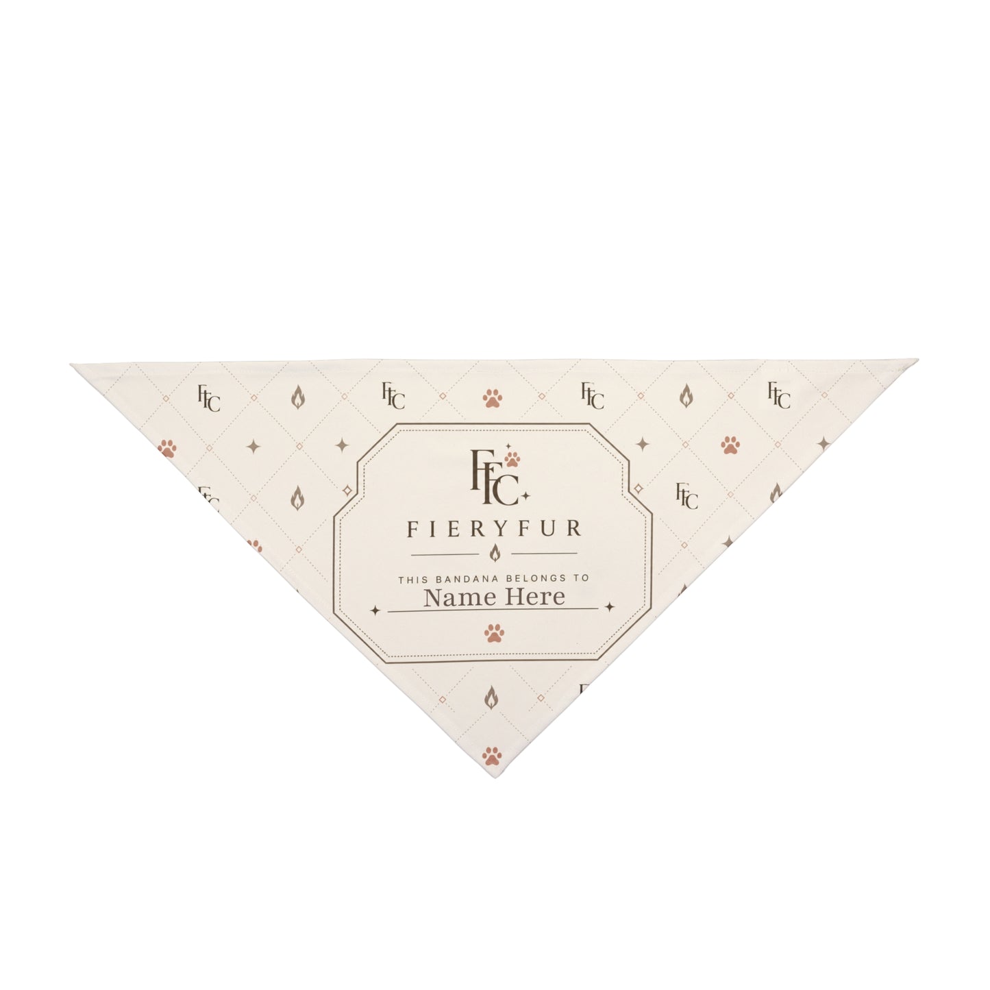 luxury personalized pet bandana warm ivory Fiery Couture custom name design for dogs and cats