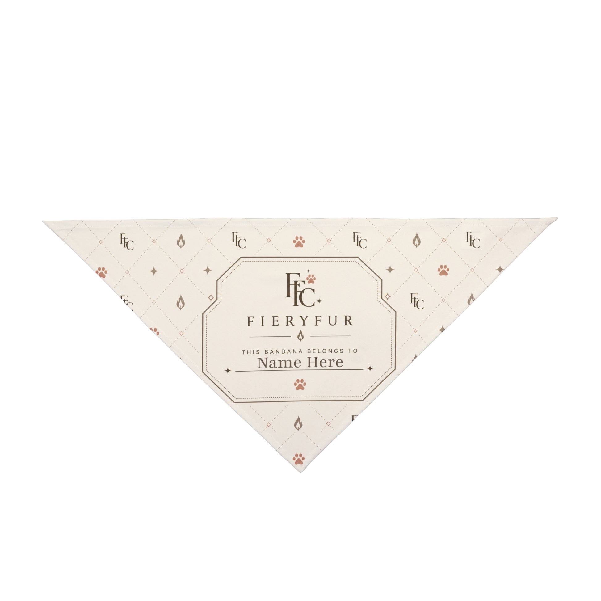 luxury personalized pet bandana warm ivory Fiery Couture custom name design for dogs and cats