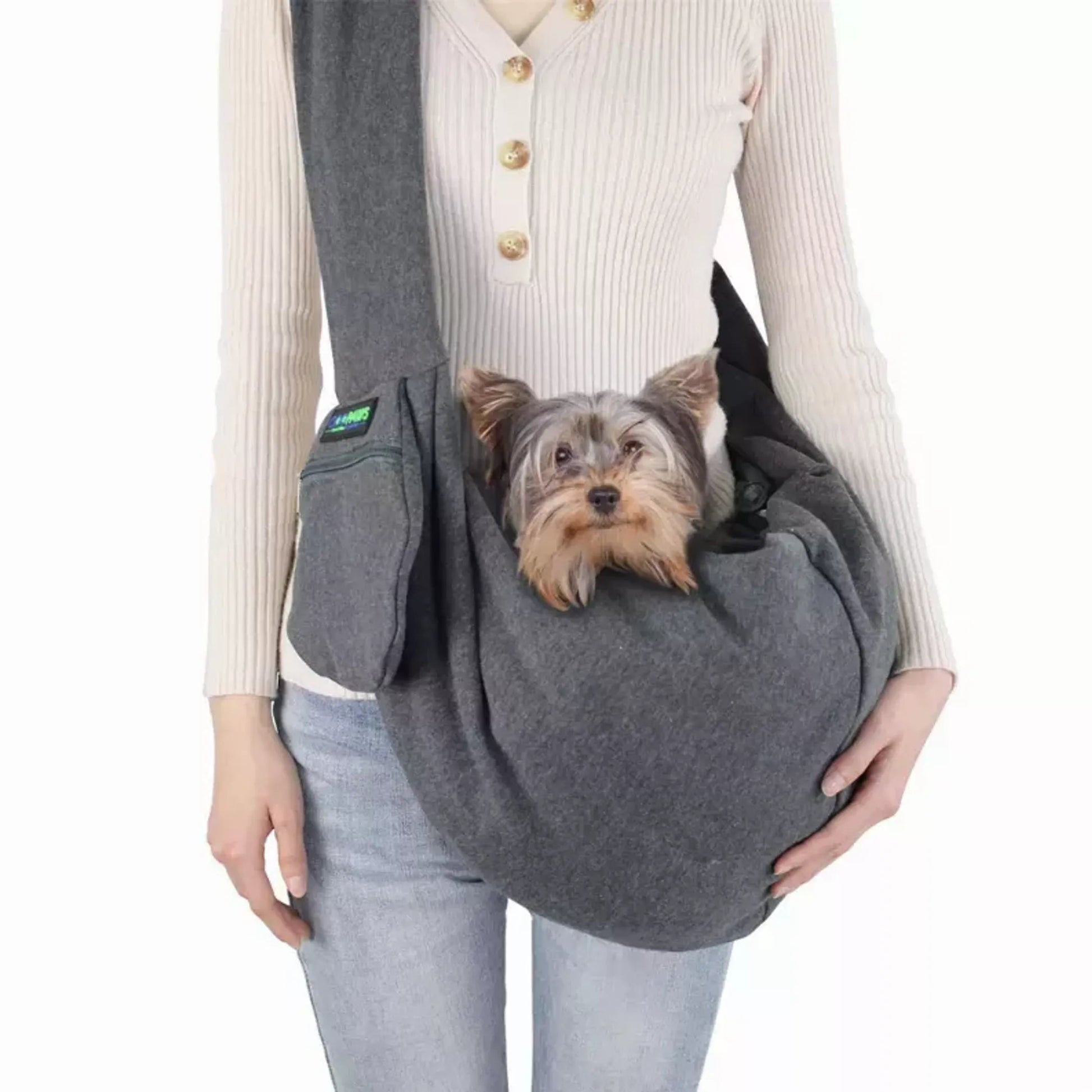 luxury pet sling carrier for small dogs hands free dog sling front view
