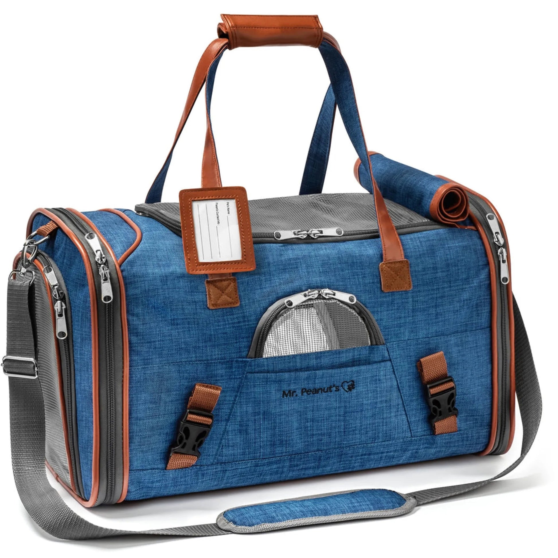 luxury airline approved dog carrier for small dogs breathable mesh panels side view