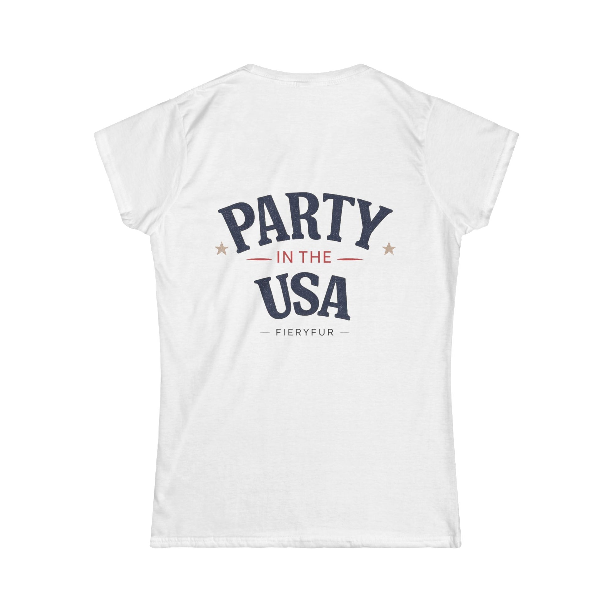 patriotic USA womens tee Party In The USA graphic design front and back